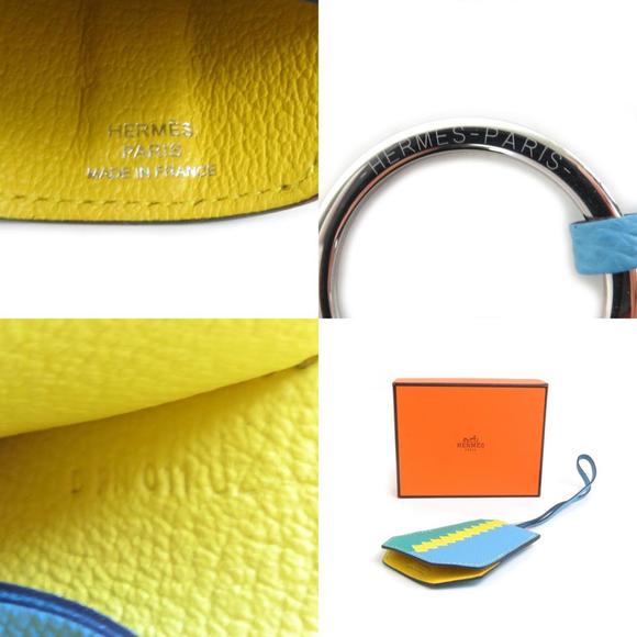 HERMES Charm Crochette Leather Blue/Green/Yellow Silver Unisex - Picture 5 of 5